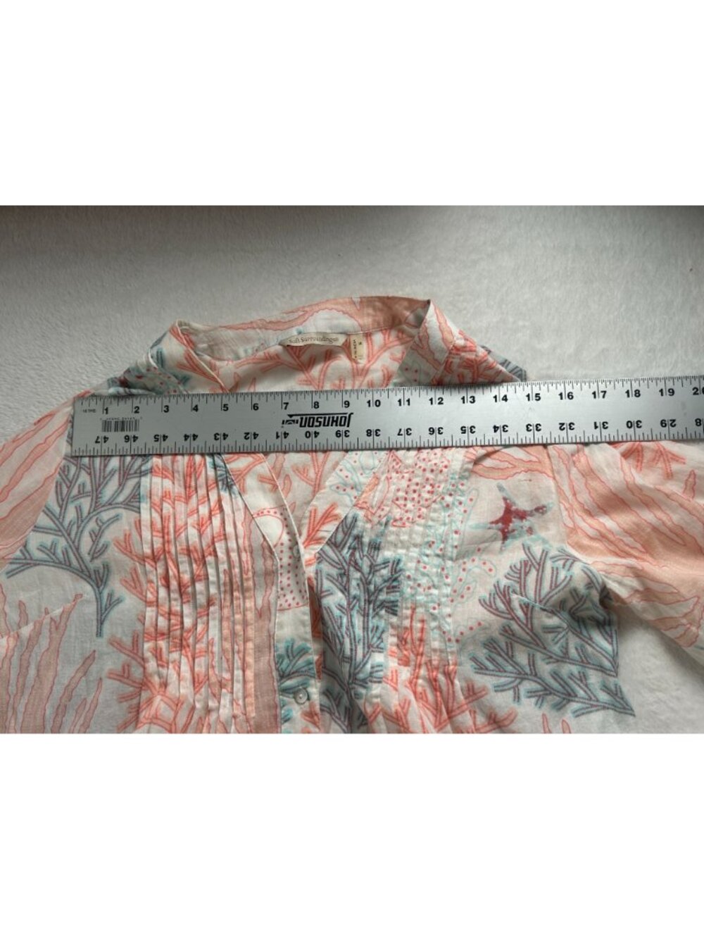 Soft Surroundings Womens Malha Reef Tunic Shirt Large Button Front 3/4 Sleeves - Picture 6 of 12